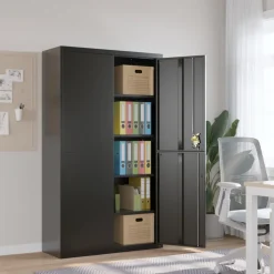 vidaXL Archiefkast 105x40x180 cm staal zwart