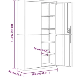 vidaXL Archiefkast 105x40x180 cm staal zwart