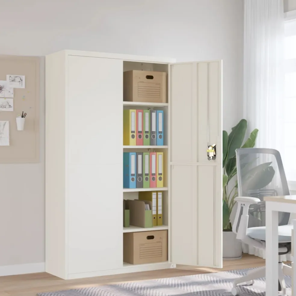 vidaXL Archiefkast 105x40x180 cm staal wit