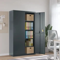 vidaXL Archiefkast 105x40x180 cm staal antracietkleurig