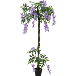 vidaXL Artificial Bean Flower Tree Paars 80 x 18 x 160 cm Stof en Hout