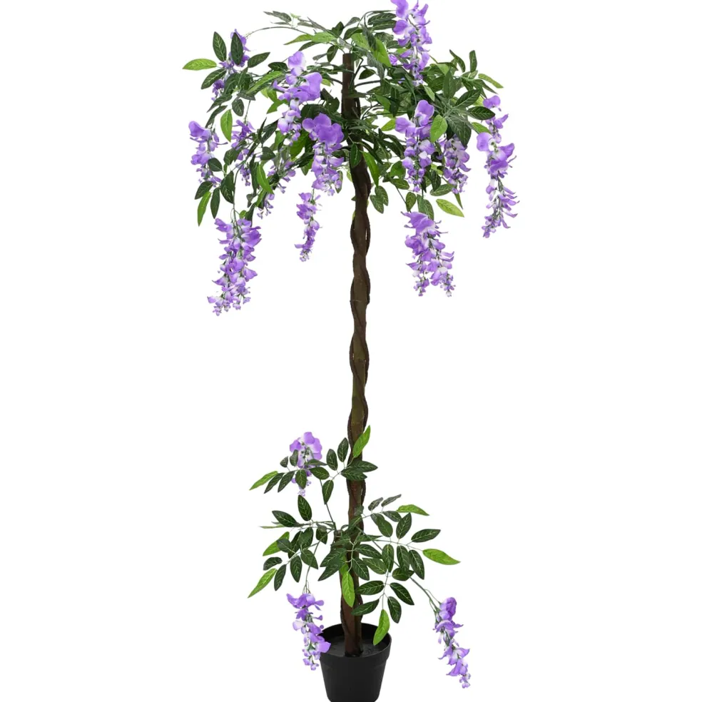 vidaXL Artificial Bean Flower Tree Paars 80 x 18 x 160 cm Stof en Hout