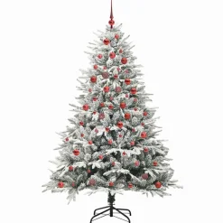 vidaXL Artificial Pre-lit Kerstboom met Ballenset Groen 180 cm