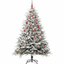 vidaXL Artificial Pre-lit Kerstboom met Ballenset Groen 180 cm
