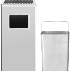 vidaXL Asbak/prullenbak 45 L roestvrij staal