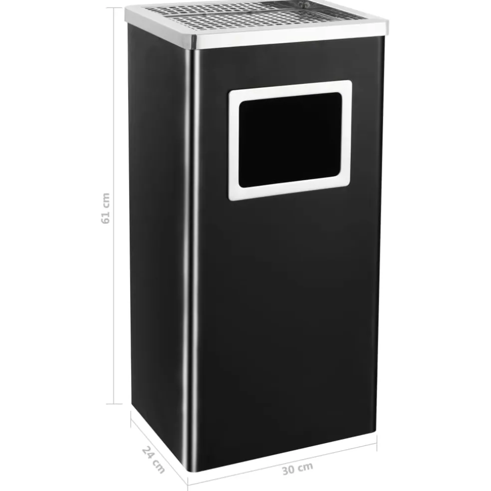 vidaXL Asbak/prullenbak 45 L staal zwart