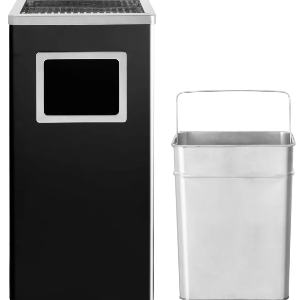 vidaXL Asbak/prullenbak 45 L staal zwart