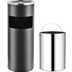 vidaXL Asbak/prullenbak 30 L staal grijs