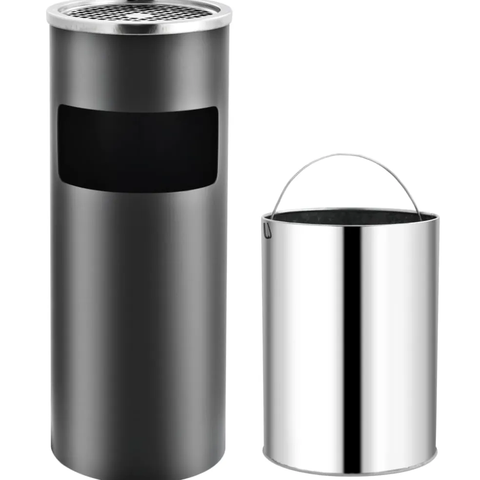 vidaXL Asbak/prullenbak 30 L staal grijs