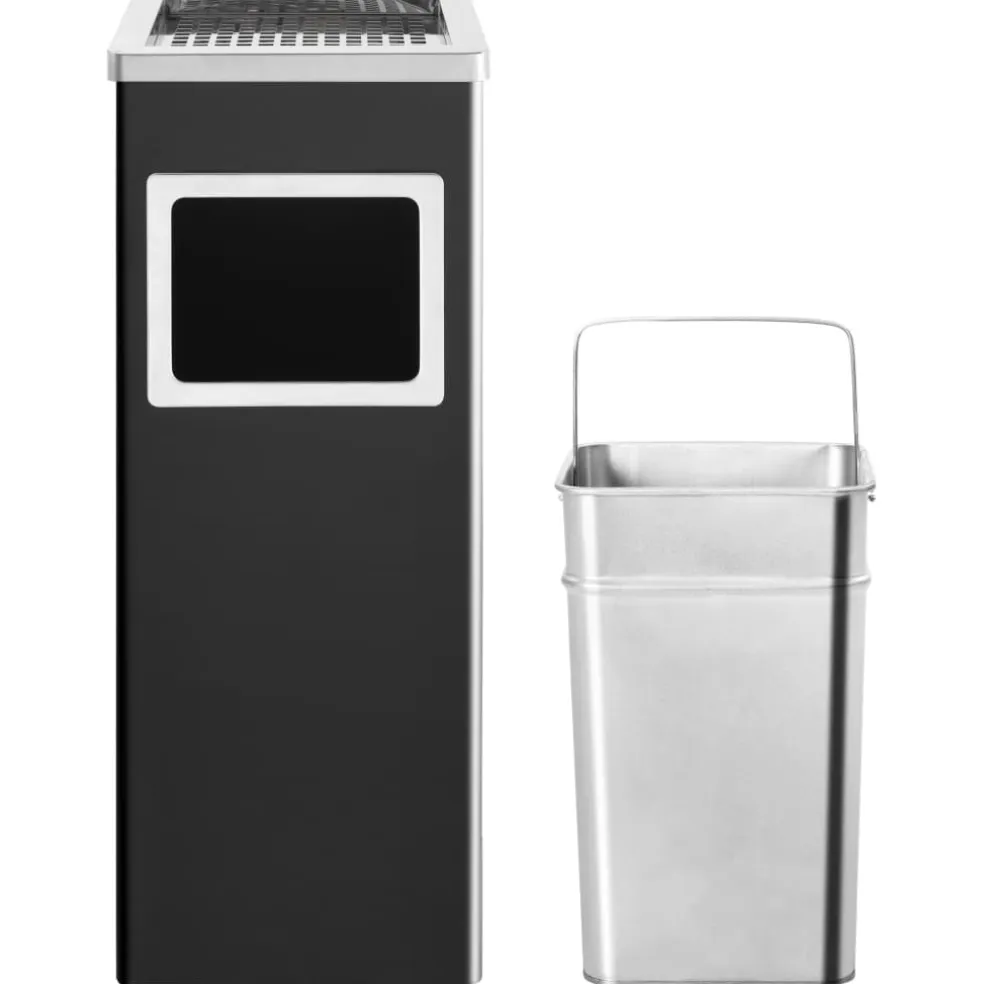 vidaXL Asbak/prullenbak 36 L staal zwart