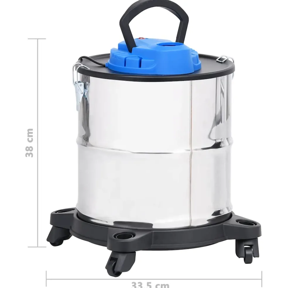 vidaXL Asstofzuiger met HEPA filter 1200 W 20 L roestvrij staal
