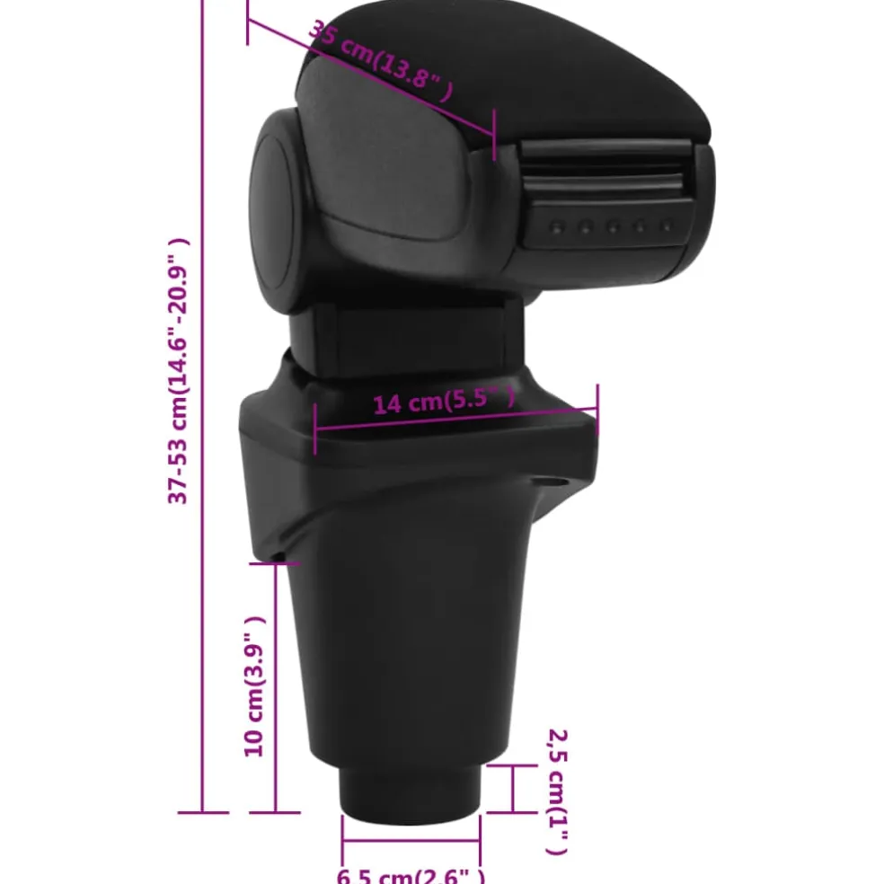vidaXL Autoarmsteun voor Fiat 500L (2012) 14x35x(37-53) cm ABS zwart