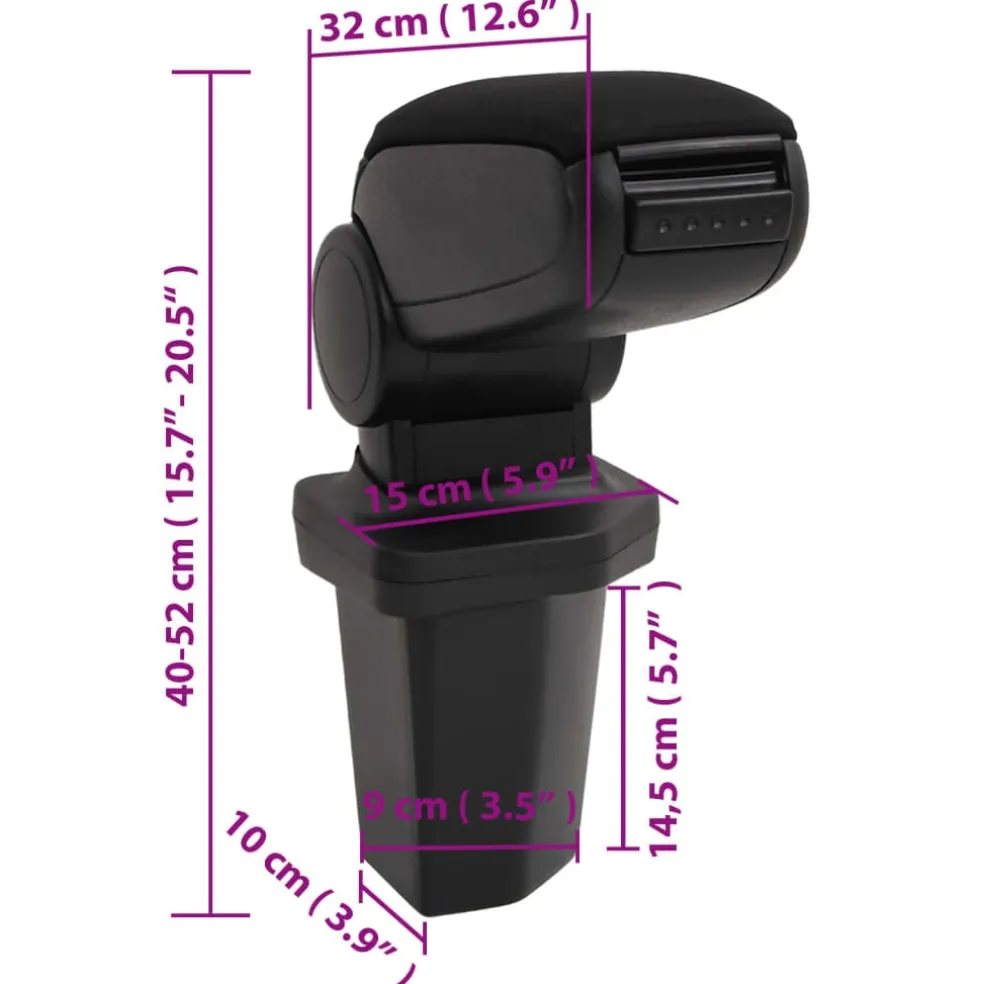 vidaXL Autoarmsteun voor HYUNDAI I20 (2015-2019) 15x32x(40-52) cm ABS zwart