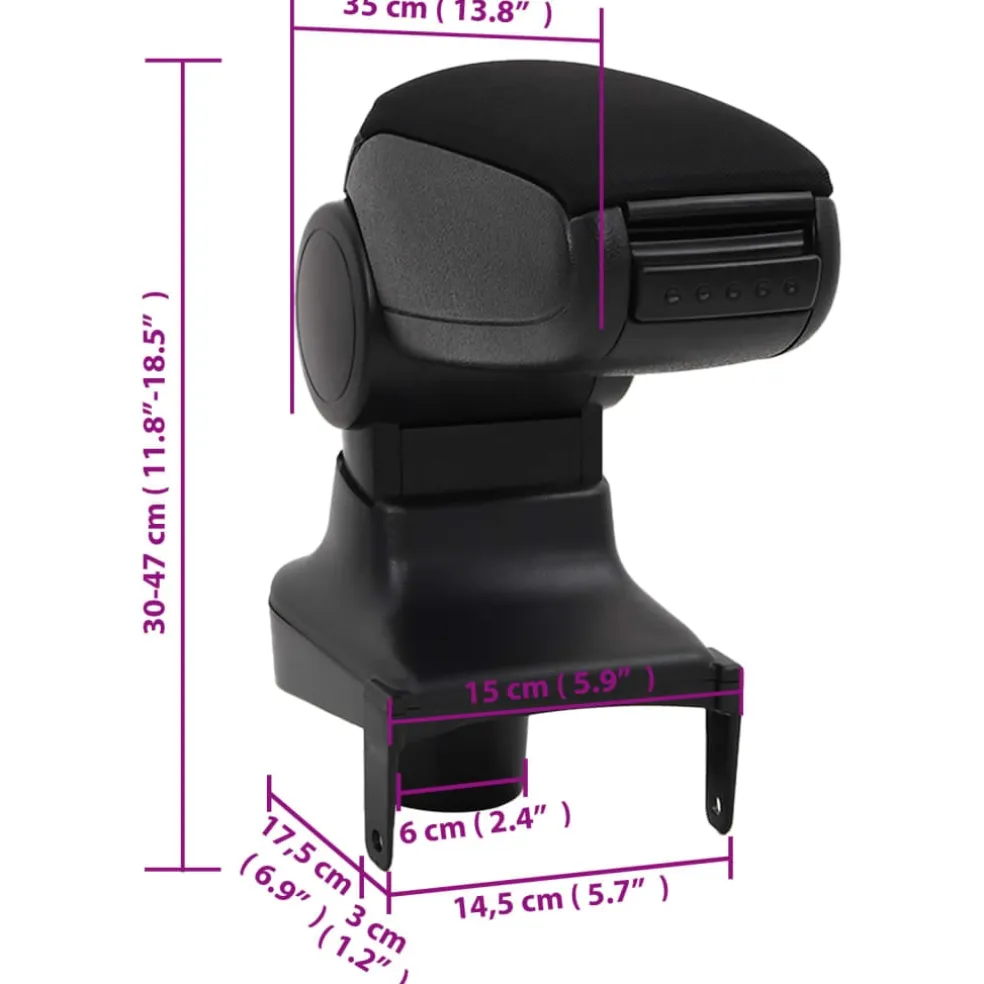 vidaXL Autoarmsteun voor RENAULT CLIO LHD MK4 (2013) 15x35x(30-47) cm ABS zwart