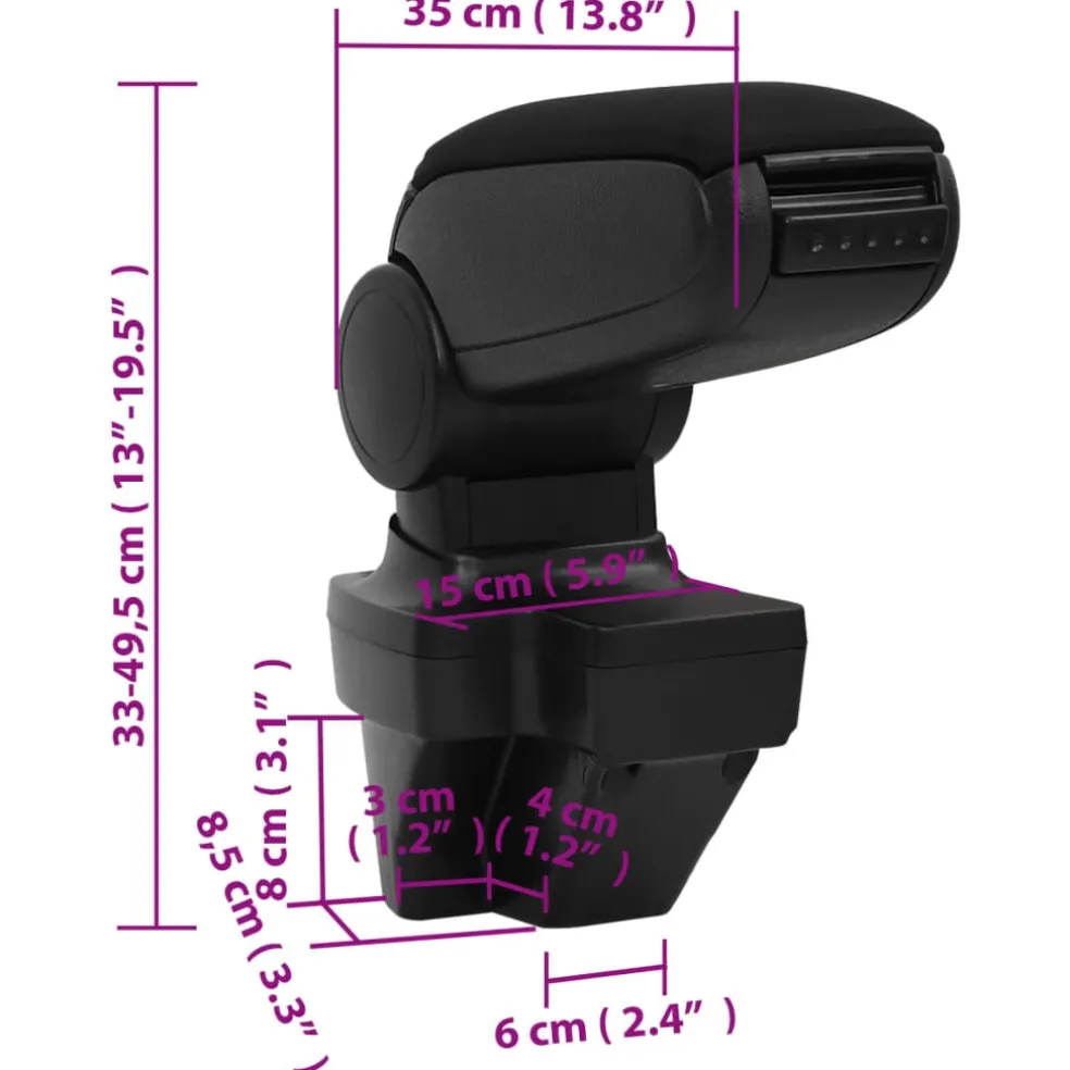 vidaXL Autoarmsteun 15x35x(33-49,5) cm ABS zwart