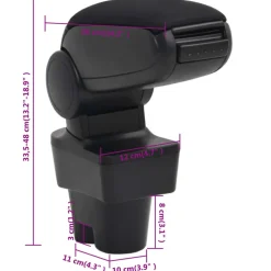 vidaXL Autoarmsteun 12x36x(33,5-48) cm ABS zwart