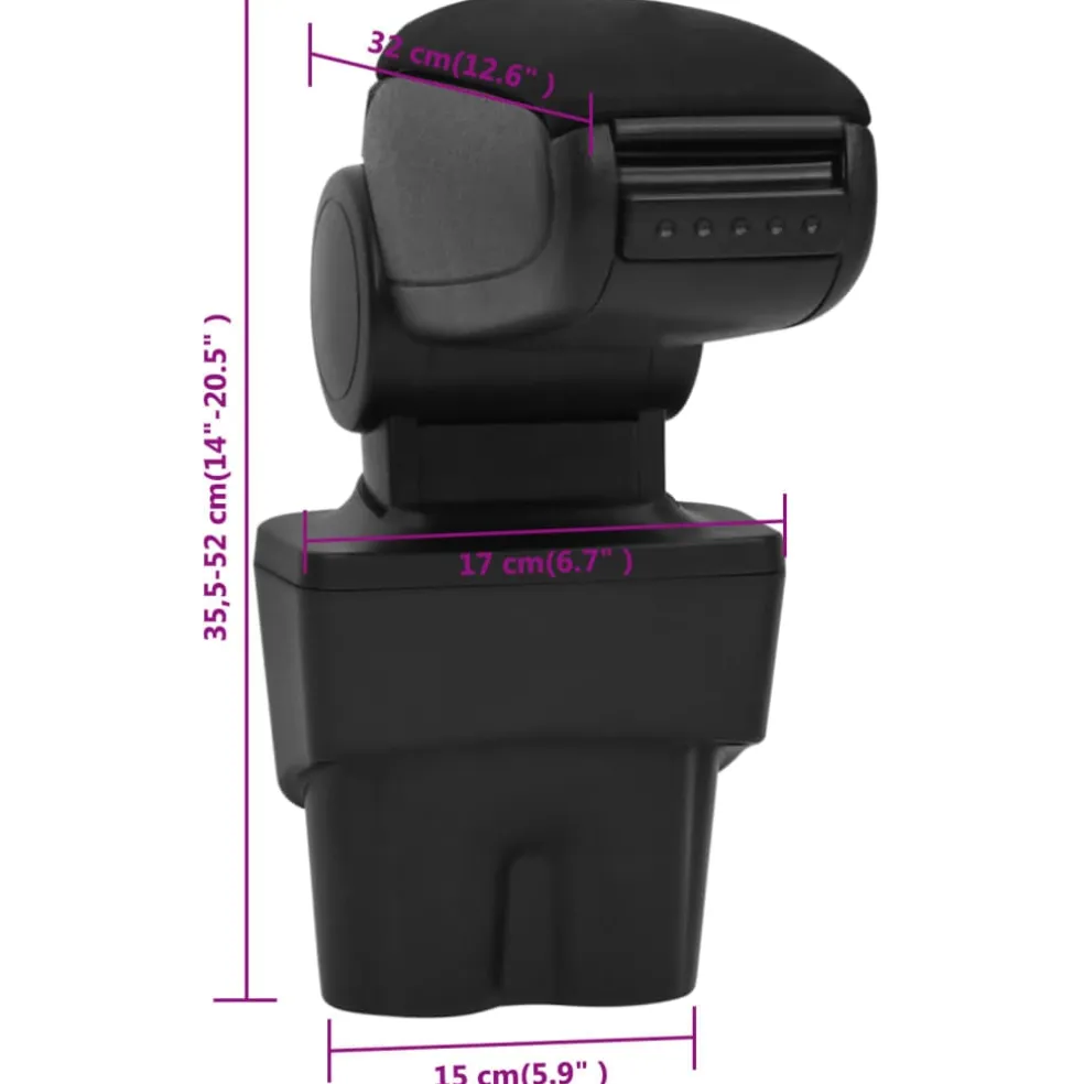 vidaXL Autoarmsteun 17x32x(35,5-52) cm ABS zwart