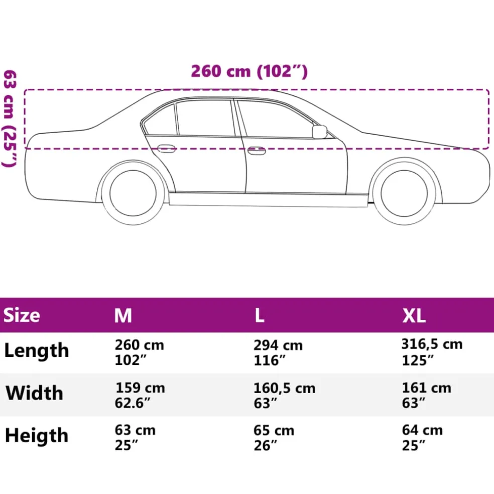 vidaXL Autohoes half met haken M zilverkleurig