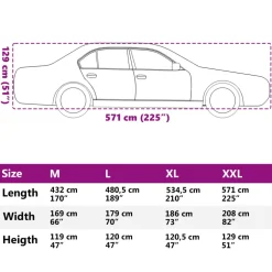 vidaXL Autohoes voor sedan met gespriemen M PEVA zilverkleurig