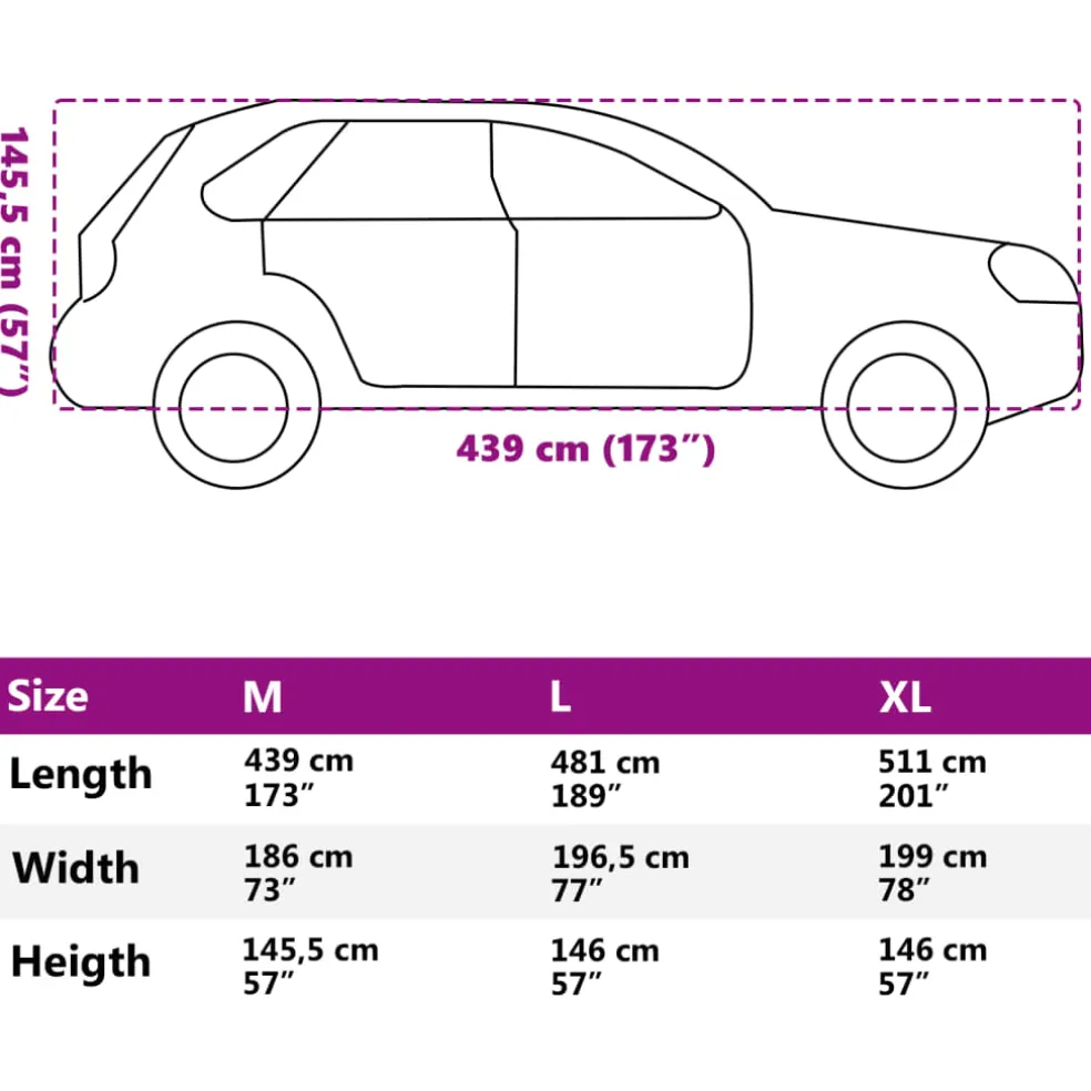 vidaXL Autohoes voor SUV met gespriemen M volledig PEVA zilverkleurig