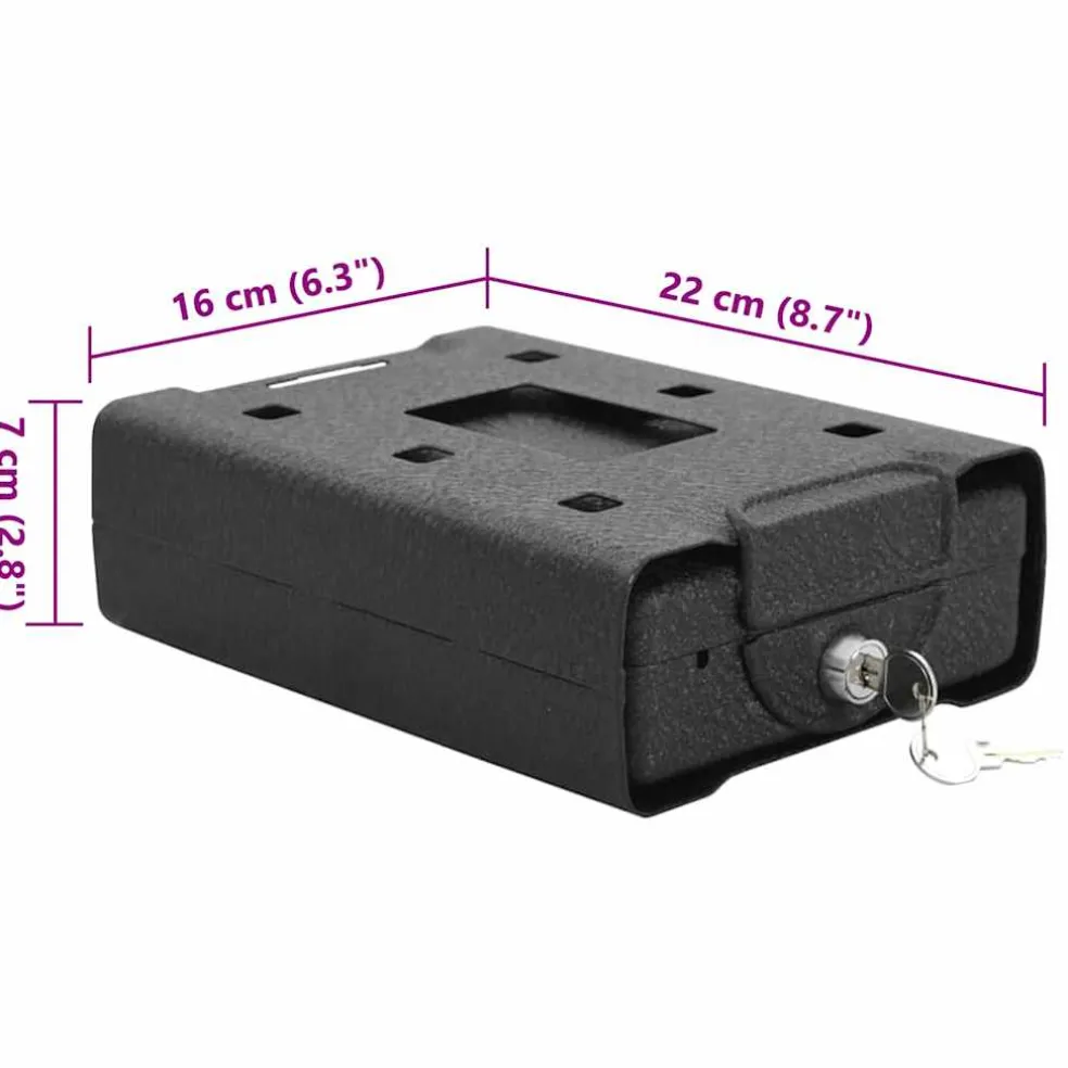 vidaXL Auto Safe met slot Zwart 22 x 16 x 7 cm Staal