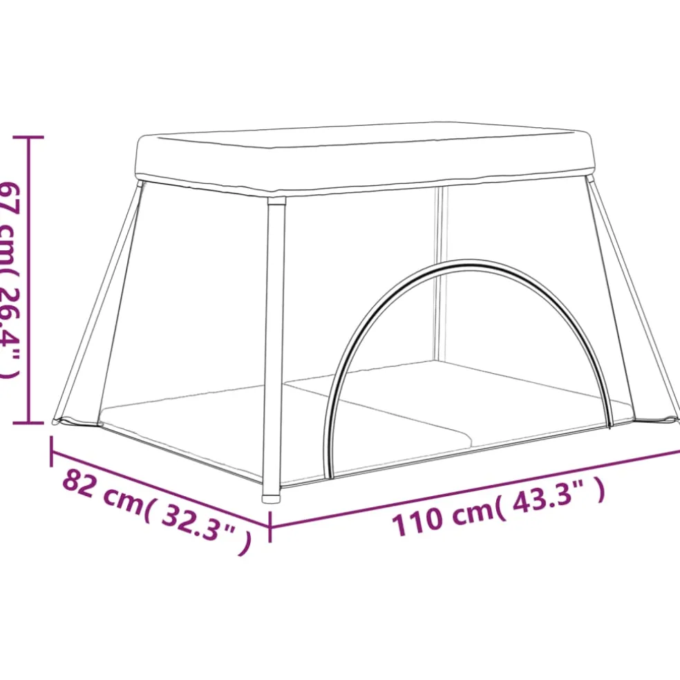 vidaXL Babybox met matras linnen rood