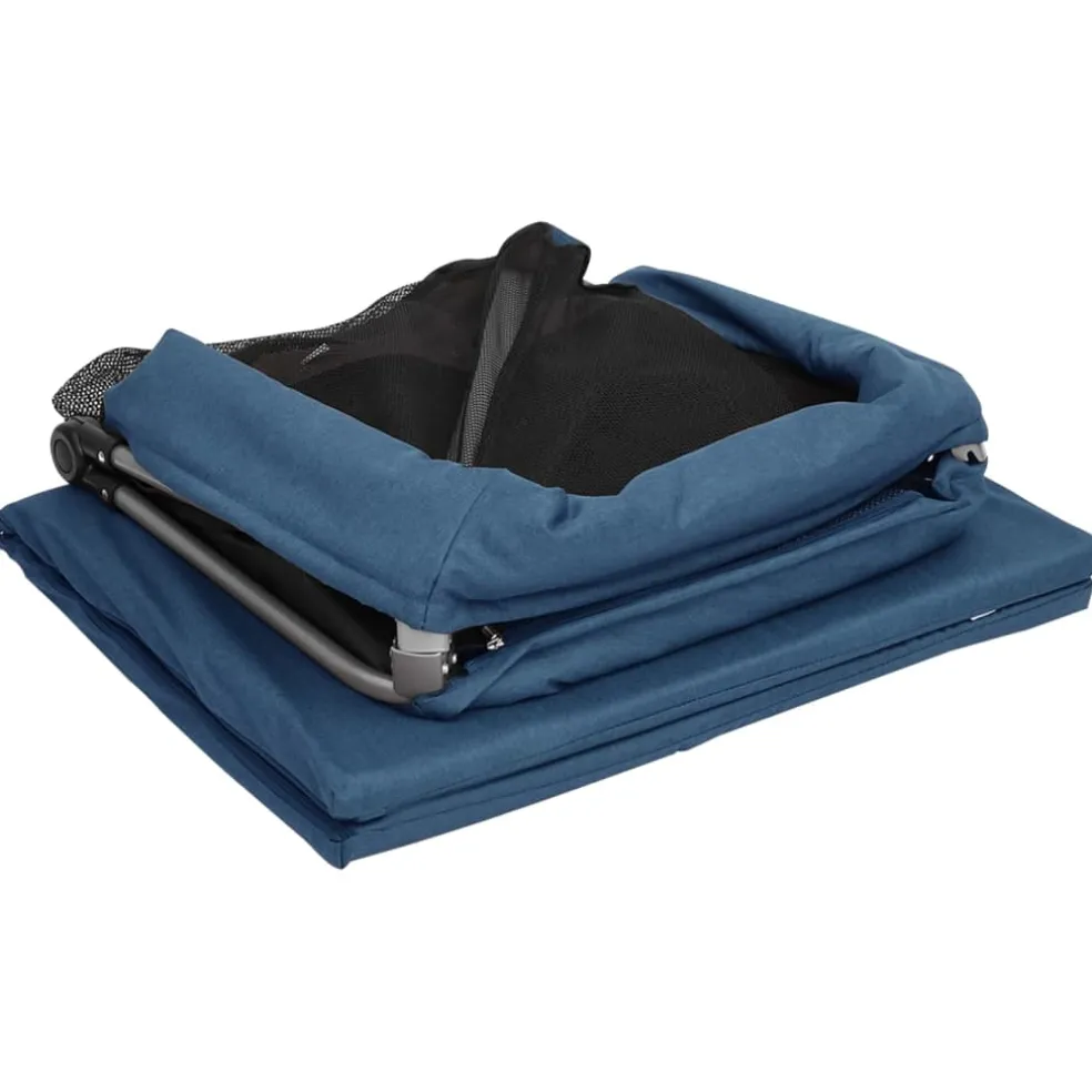 vidaXL Babybox met matras linnen marineblauw