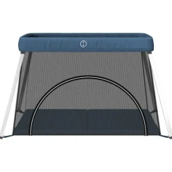 vidaXL Babybox met matras linnen marineblauw
