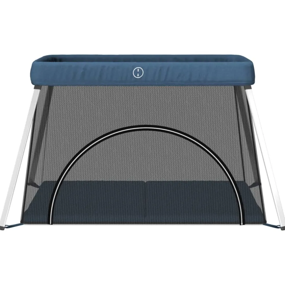 vidaXL Babybox met matras linnen marineblauw