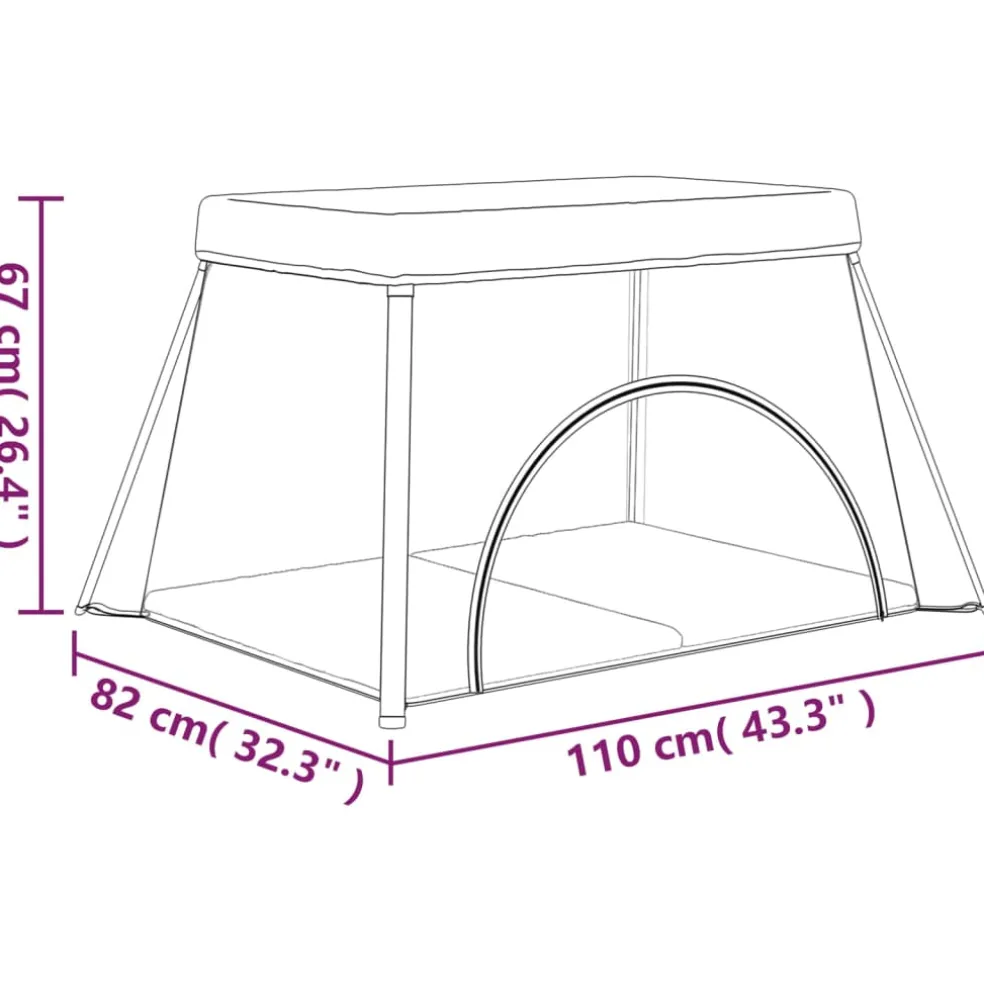 vidaXL Babybox met matras linnen marineblauw