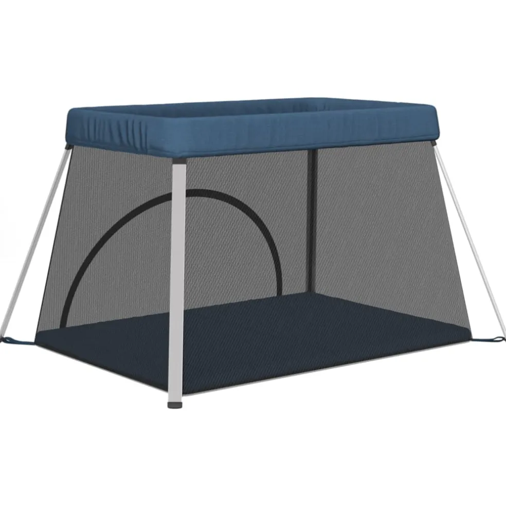 vidaXL Babybox met matras linnen marineblauw