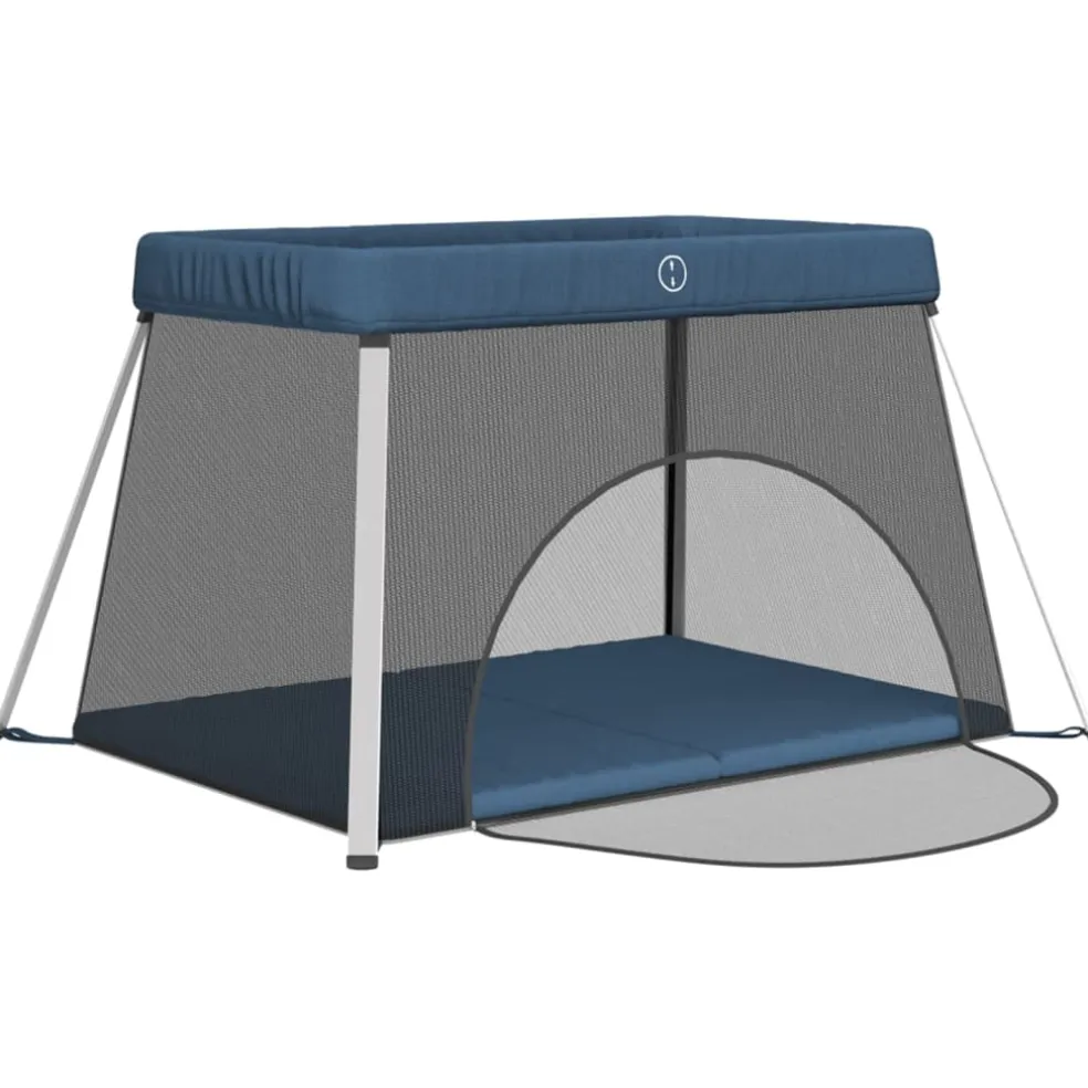 vidaXL Babybox met matras linnen marineblauw