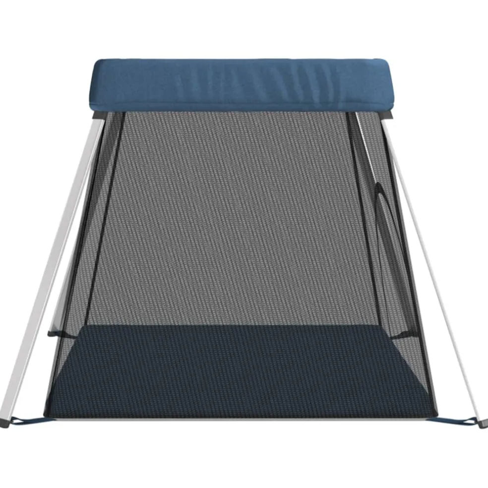 vidaXL Babybox met matras linnen marineblauw