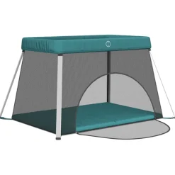 vidaXL Babybox met matras linnen groen