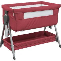 vidaXL Babybox met matras linnen rood