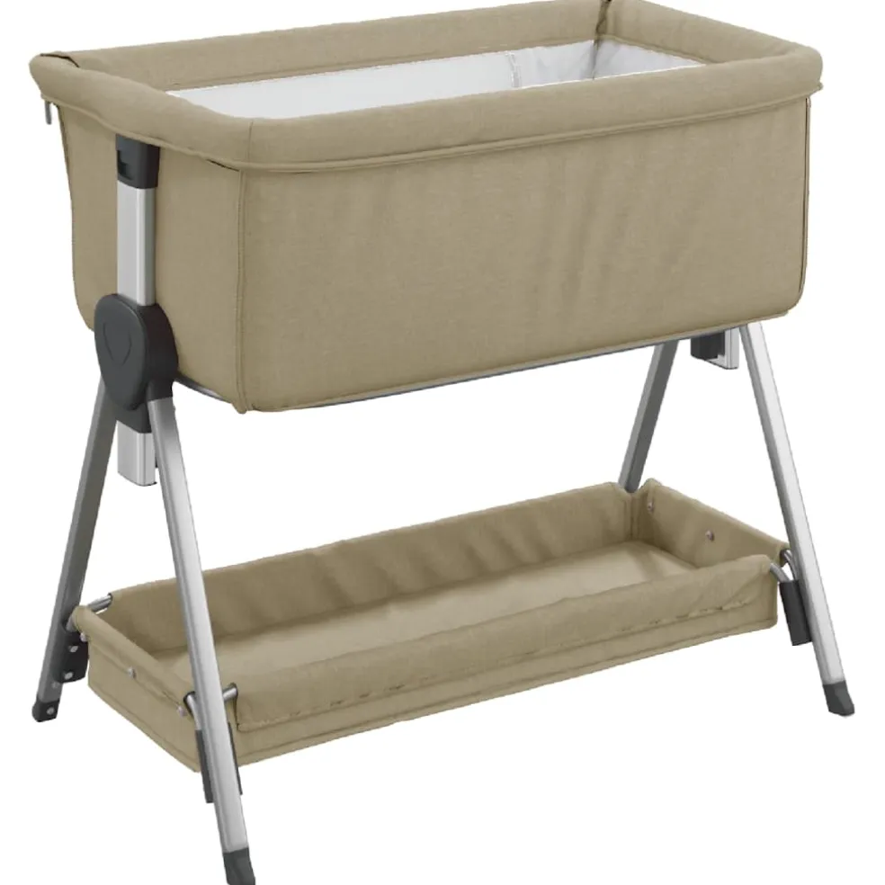 vidaXL Babybox met matras linnen taupe