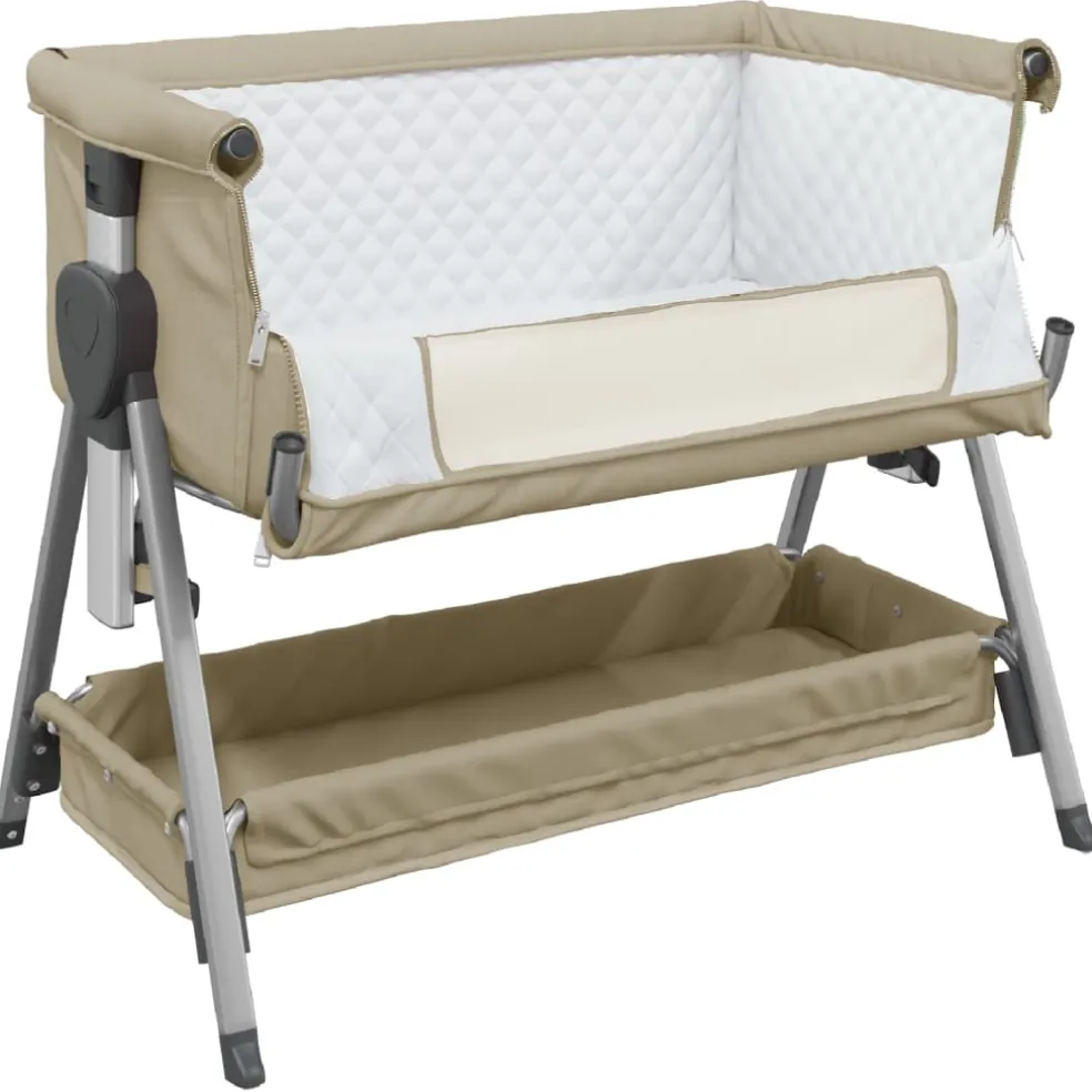 vidaXL Babybox met matras linnen taupe