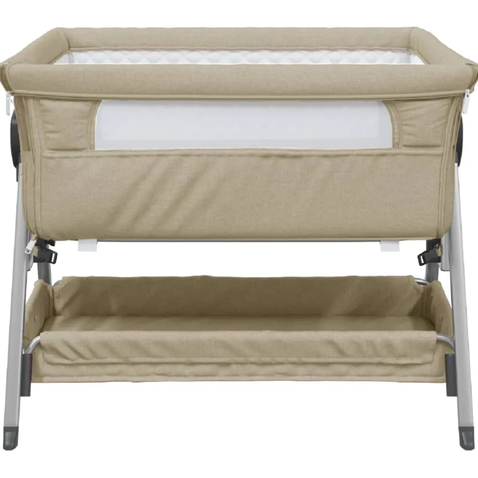 vidaXL Babybox met matras linnen taupe