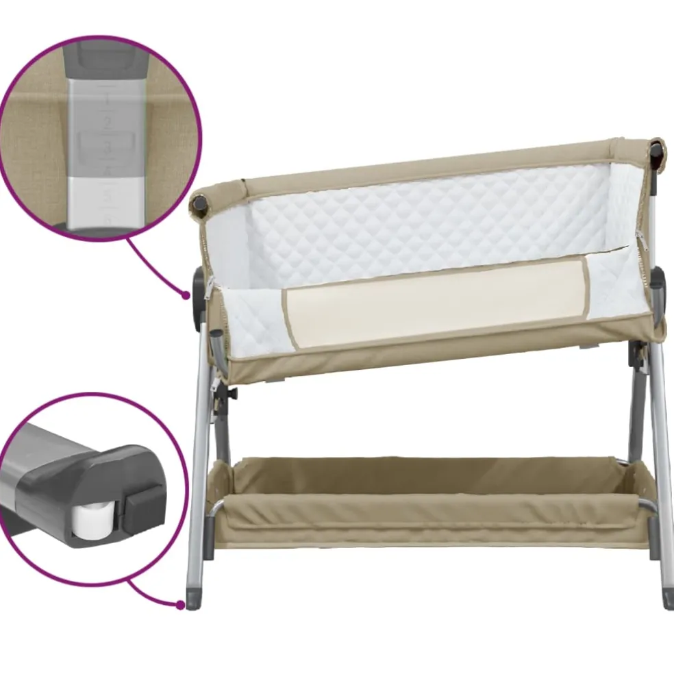 vidaXL Babybox met matras linnen taupe
