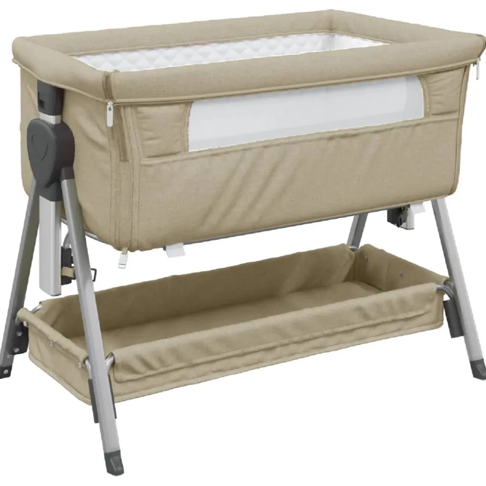 vidaXL Babybox met matras linnen taupe