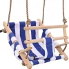 vidaXL Babyschommel met veiligheidsgordel katoen hout blauw