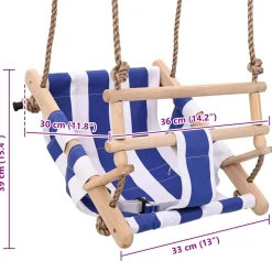 vidaXL Babyschommel met veiligheidsgordel katoen hout blauw