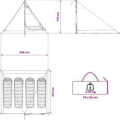 vidaXL Backpacking Tent 4-persoons Bruin en Grijs
