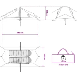 vidaXL Backpacking Tent 2-persoons Groen 185T Polyester met PU Coating