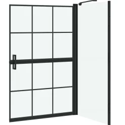 vidaXL Bad Douchescreen Zwart en transparant 80 x 68 x 128 cm