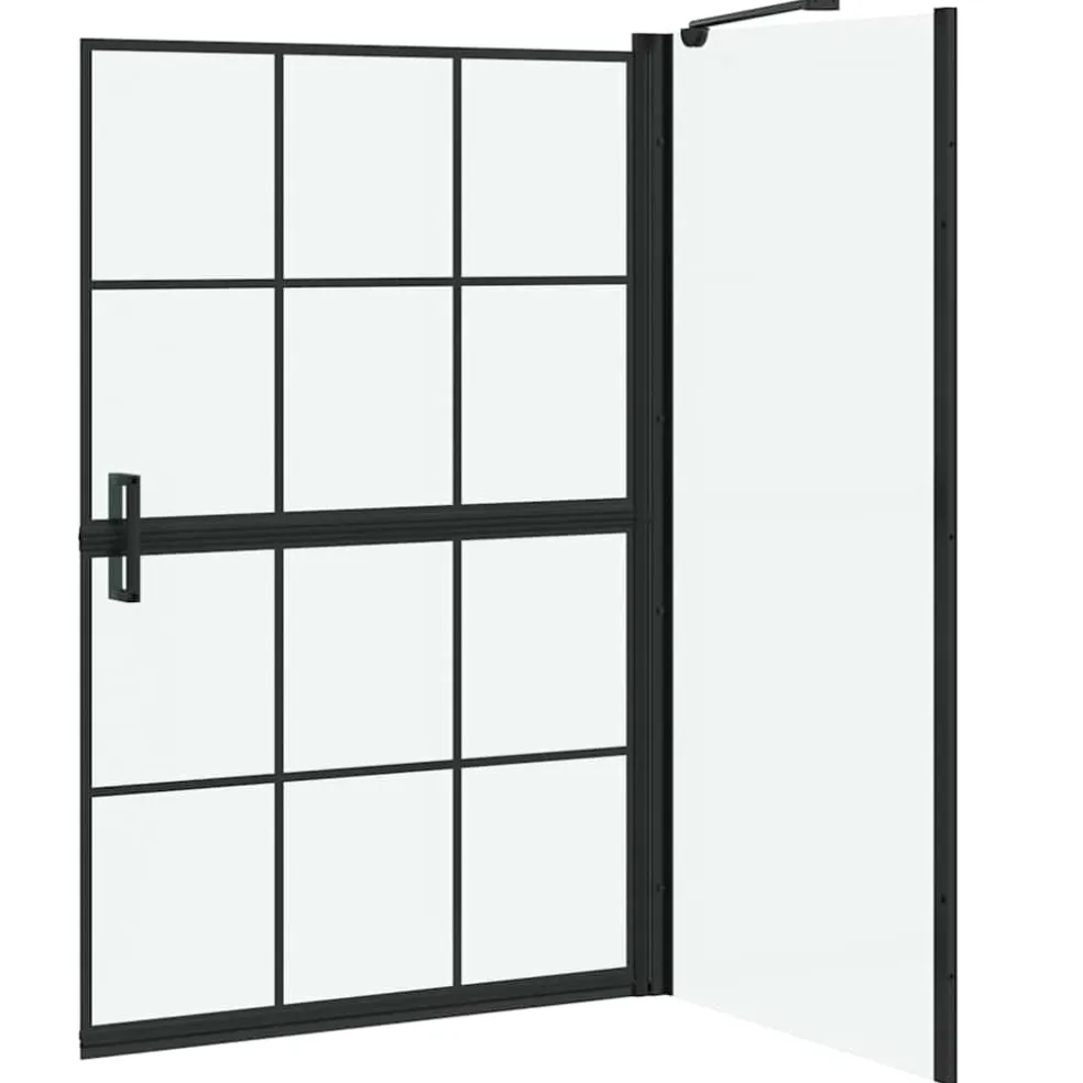 vidaXL Bad Douchescreen Zwart en transparant 80 x 68 x 128 cm