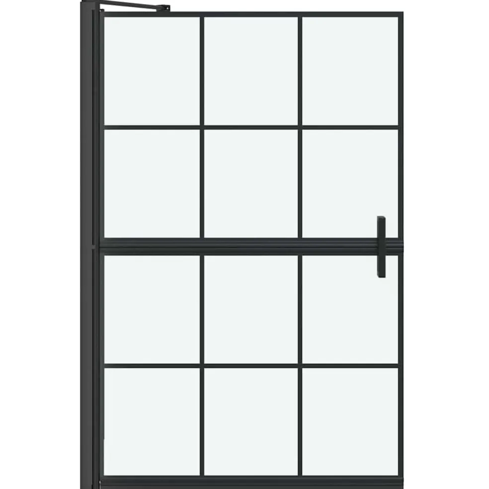 vidaXL Bad Douchescreen Zwart en transparant 80 x 68 x 128 cm