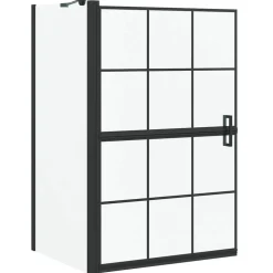 vidaXL Bad Douchescreen Zwart en transparant 80 x 68 x 128 cm