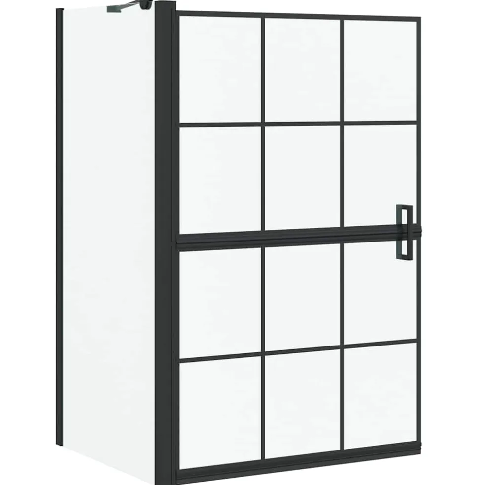 vidaXL Bad Douchescreen Zwart en transparant 80 x 68 x 128 cm