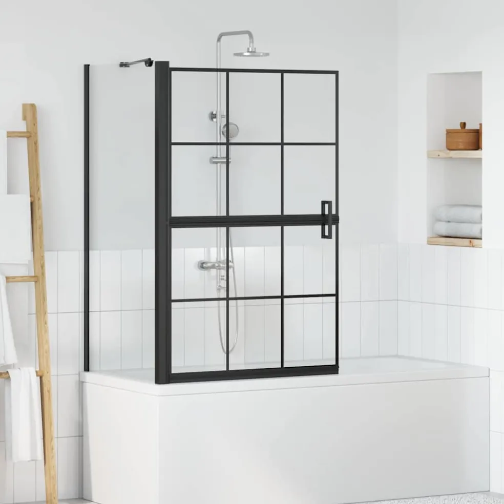 vidaXL Bad Douchescreen Zwart en transparant 80 x 68 x 128 cm
